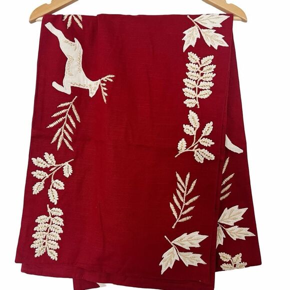 The Company Store Legends Luxury Holiday Table Runner 16x90 Deer Embroidered - Picture 1 of 9